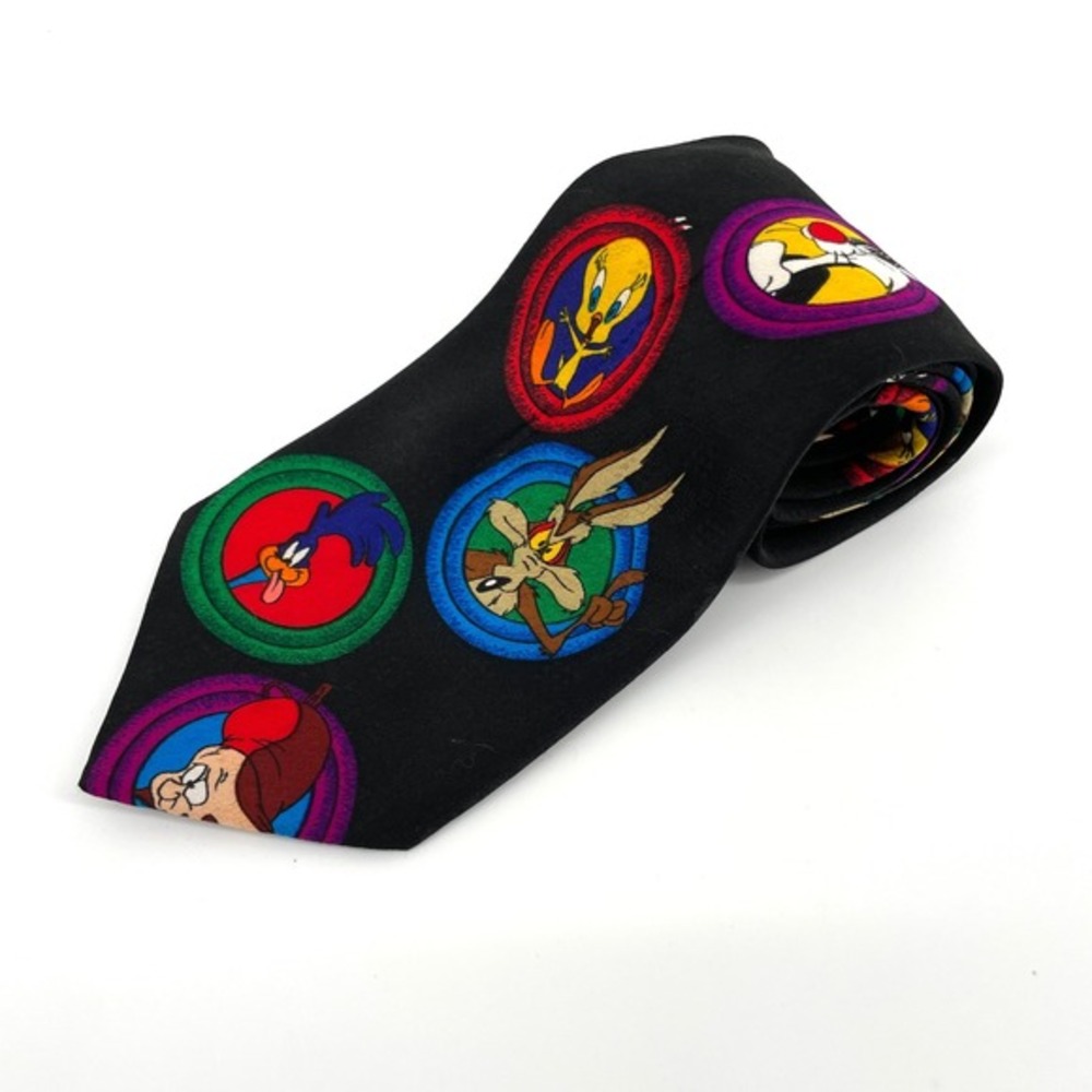 Vintage Looney Tunes Mania Necktie Bugs Bunny Taz Sylvester Wile E Coyote